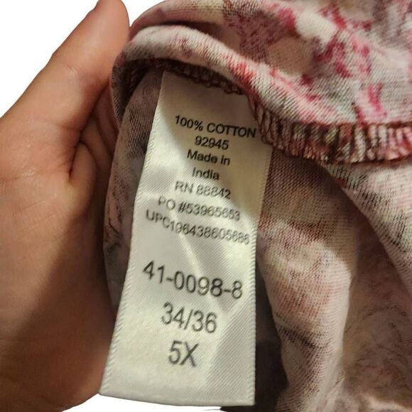 Catherines Suprema Collection NWOT Burgundy Pink Floral Layering Top Size 5X - Picture 7 of 8